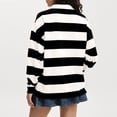 thumbnail image 4 of Domzest Striped Polo Shirt for Women Long Sleeve Rugby Collar Pullover Tops 2026 Trendy Casual Loose Fit Streetwear Tee Black XXL, 4 of 6