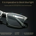 thumbnail image 3 of MAINYU Mens Designer Reading Glasses Blue Light Blocking, Fashion Rectangular Computer for Women Men Lightweight & Comfortable Anti Glare Light Metal Readers Presbyopia Eyeglasses, 3 of 7
