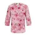 thumbnail image 5 of Jsaierl 3/4 Sleeve Cotton Linen Tops for Women Summer Crew Neck Shirts Fashion Floral Petite Blouses Flowy Tunic Top S-2XL, 5 of 5