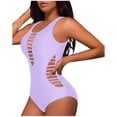 thumbnail image 1 of Bathing Suit For Women- "Women's Chic Neck Swimsuit Color Straps Open Back Triangle Design", Bikini Femme, 1 of 5