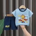 thumbnail image 2 of HCNTES Boys Short Sleeved Shorts Suit Comfortable Breathable Fashionable Color Matching Pocket Boys Suit 12 month summer boy clothes(18-24 Months,Dark Blue), 2 of 3