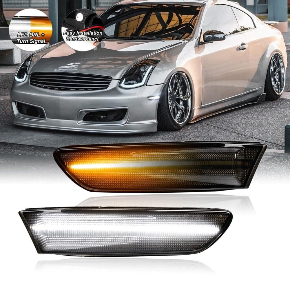 Sequential Switchback LED Side Markers For 03-07 Infiniti G35 Coupe - Smoke