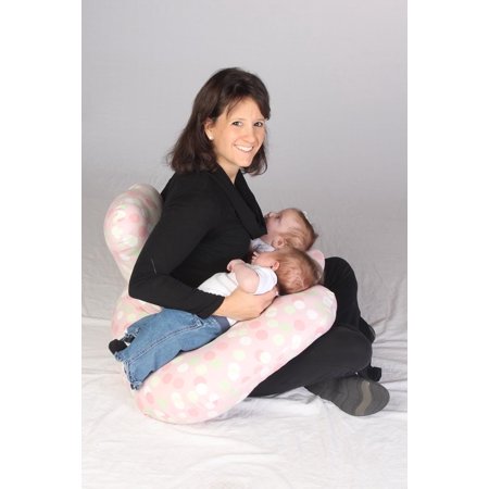 Twin Z Pillow with Cream Cover - 6 uses in 1 Twin Pillow Breastfeeding, Bottlefeeding, Tummy Time, Reflux, Support and Pregnancy Pillow