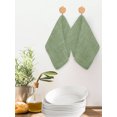 thumbnail image 2 of Vintage Forest Green Kitchen Dish Towels for Drying Dishes Set of 3, Farmhouse Retro Solid Color Linen Texture Waffle Weave Microfiber Hand Tea Bathroom Towels Quick Dry & Absorbent Towel 12x12, 2 of 7