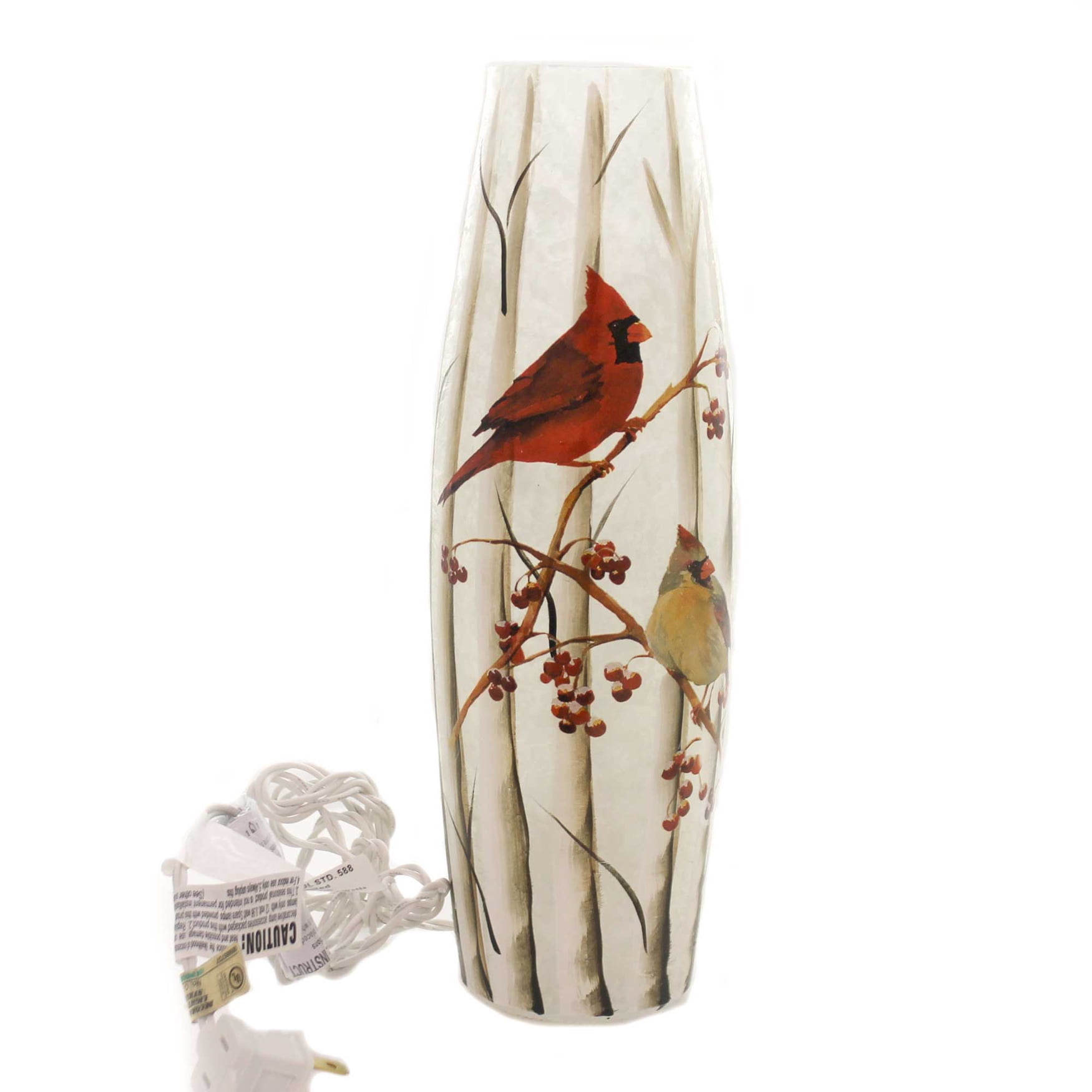 Stony Creek CARDINAL LIGHTED VASE TALL Glass Electric