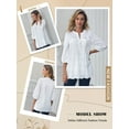 thumbnail image 7 of Nlife Women Lace Crochet V Neck 3/4 Sleeve Buttons Embroidery Tunic Blouse, 7 of 7