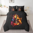 thumbnail image 2 of Retro Guitar Bed in a Bag Queen Comforter Set 7 Piece,Multicolor Flame Guitar Bedding Sets Burning Musical Instruments Sheet Set With Comforter,Hip Hop Music Bed Set, 2 of 5