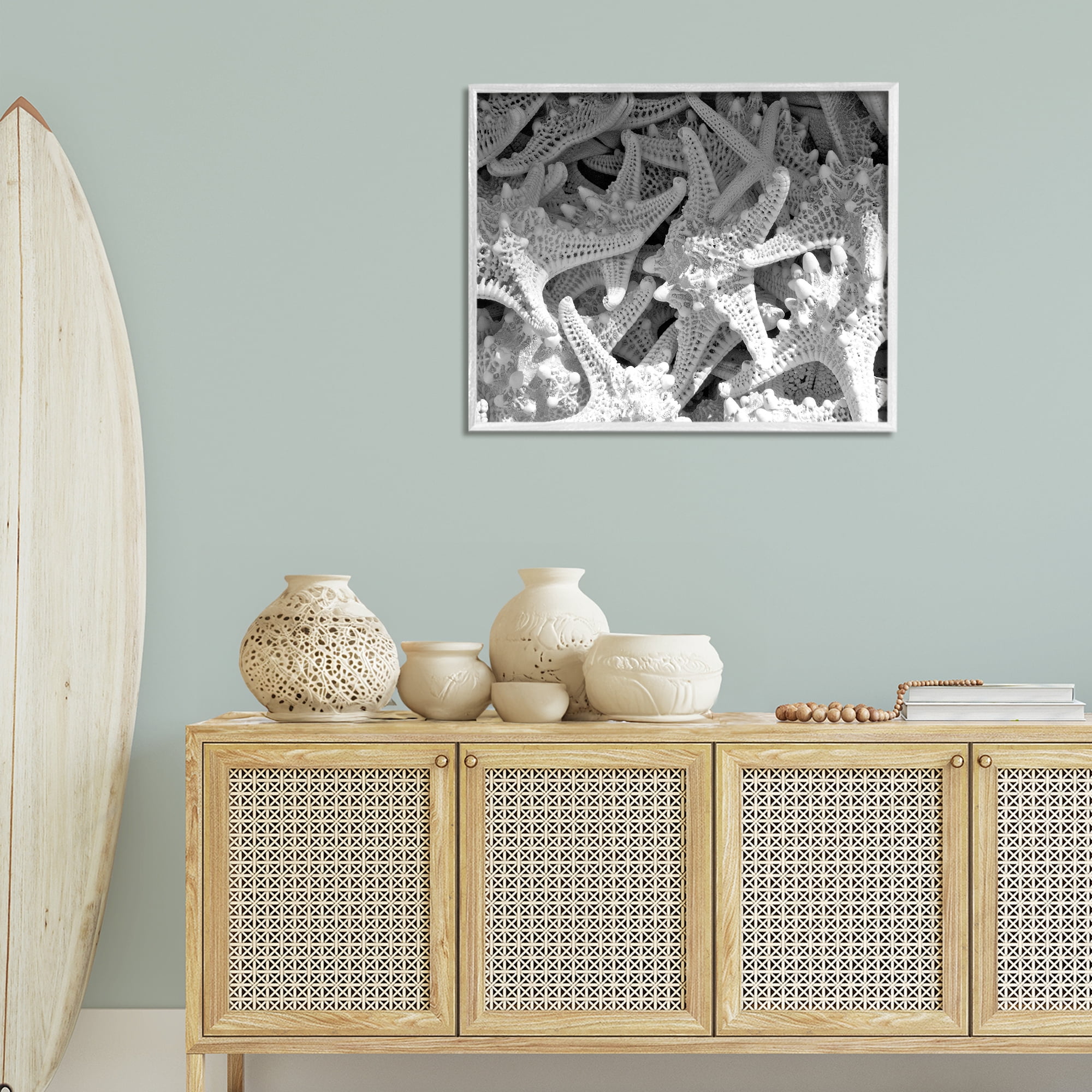 Stupell Industries Nautical Starfish Pile Coastal Photography White Framed Art Print Wall Art, 30 x 24