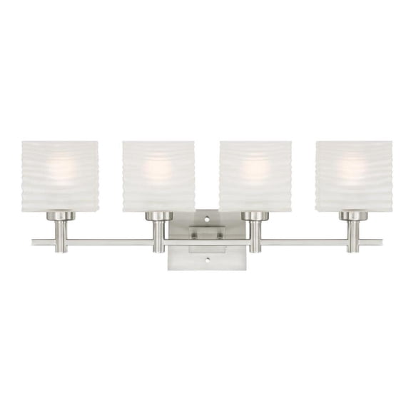 Westinghouse Alexander 4 Light Wall Fixture Brushed Nickel Finish Rippled White Glazed Glass