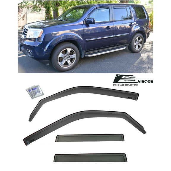 Extreme Online Store for 2009-2015 Honda Pilot | EOS Visors JDM in-Channel Style Smoke Tinted Side Vents Window Deflectors Rain Guard