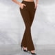 thumbnail image 1 of Karight Women's Fashion Casual Temperament Solid Color Knitted Pull Slim Flare Trousers, 1 of 6