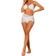 thumbnail image 2 of Conjuntos de bikini de anillo con halter para mujeres, traje de baño de 3 piezas con falda de malla con cordón, sarongs pequeños en blanco, 2 of 5
