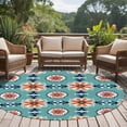 thumbnail image 4 of Round Rugs 5Ft, Orange Teal Blue Round Area Rug Washable Indoor Throw Carpet, Modern Abstract Floral Ethnic Soft Non Slip Circle Rug for Cabinet Bathroom Home Decor Aesthetic, 4 of 8