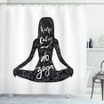 thumbnail image 1 of Ambesonne Keep Calm Shower Curtain, Do Yoga Words Girl, 69"Wx84"L, Black White, 1 of 3