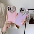 thumbnail image 3 of Cute 3D Glitter iPhone 11 Case, Sparkling Aesthetic Heart Gems Bling Case, Pretty Shine Colorful Diamond Soft TPU Bumper Case for Women Girl (Rose), 3 of 8