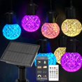 thumbnail image 1 of Guirnalda de luces LED solares inteligentes, 25 bombillas LED RGBW, luces de cadena que cambian de color, control de aplicación IP65, resistente al agua, 8 modos de escena, 4 modos de música, Bluetoot, 1 of 5