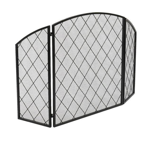 BRONGSLEET Fireplace Screen 3Panel Folding Fire Place Gate with Curved