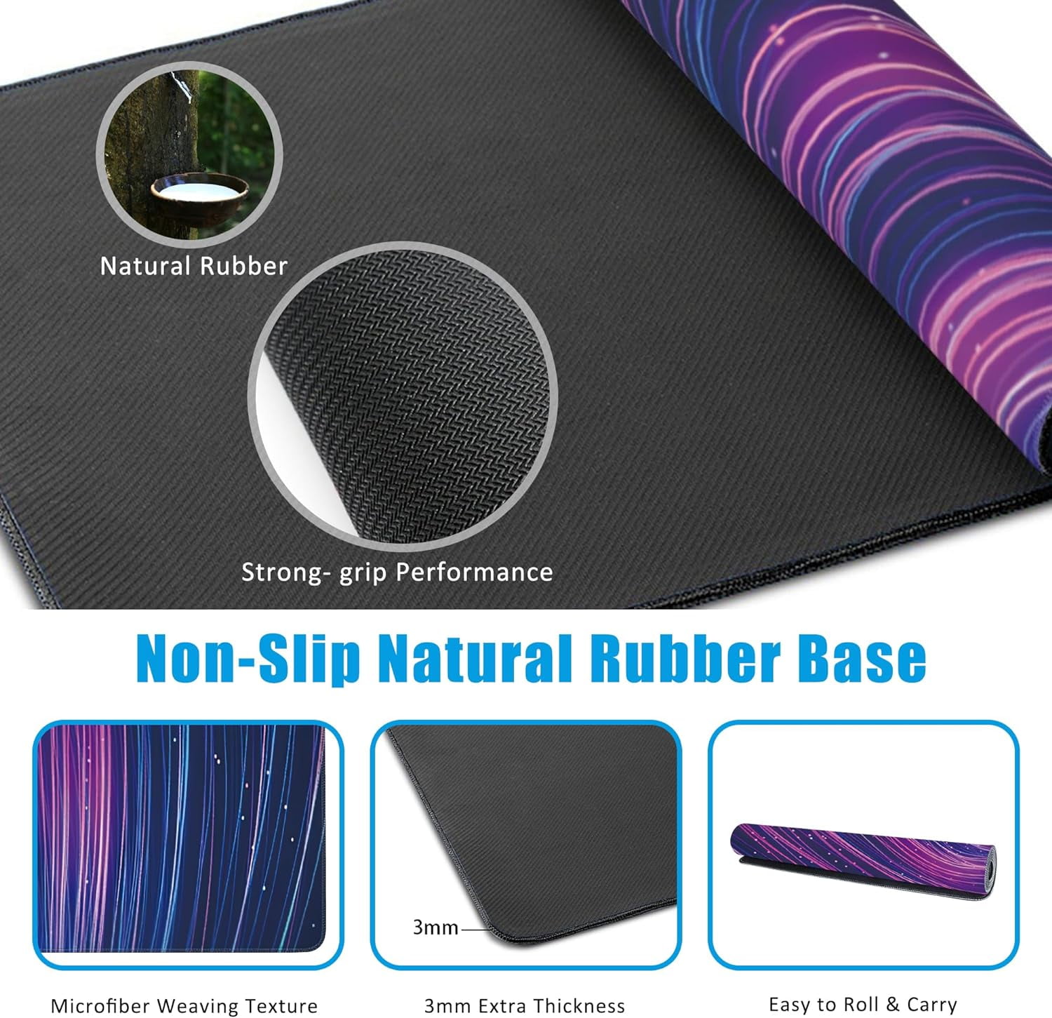 Futuristic Neon Swirl Lines Large Gaming Mouse Pad,Waterproof Desk Mat for Desktop,Non-Slip Rubber Base Mousepad with Stitched Edges for Laptop Office and Home 35.4X15.7 Inch