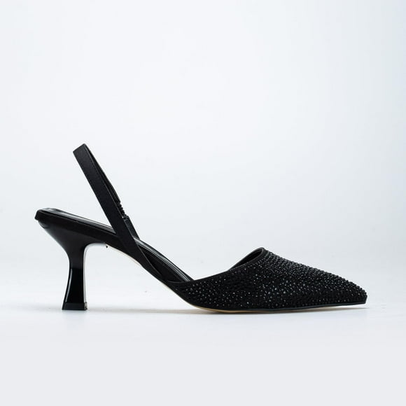 Rae - Zapatos de tacón bajo con tira trasera y diamantes de imitación negros negro 24.5 CM
