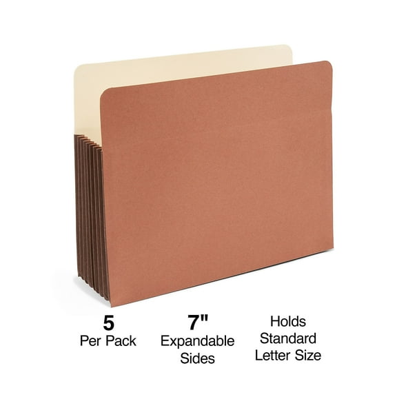 Staples Recycled Reinforced File Pocket 7" Expansion Letter Size Brown 10/Carton ST378737-CCVS