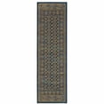 thumbnail image 2 of HomeRoots 508269 2 x 8 ft. Blue & Gold Oriental Power Loom Stain Resistant Runner Area Rug, 2 of 5