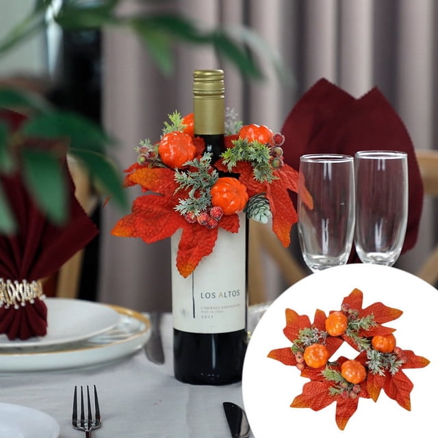 Autumn Thanksgiving Candle Ring Decoration with Pumpkin Berry for Seasonal Table Centerpiece