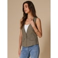 thumbnail image 3 of DARING DIVA Women's Casual Linen Vest Loose Lightweight Waistcoat S Khaki, 3 of 6