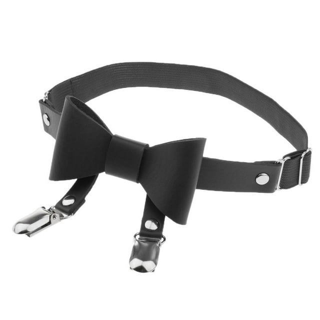 Liga De Pierna Con Bowknot Arnés de material cuero Sintético Punk Con Clips De Muslo Para Mujer Chica Negro