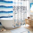 thumbnail image 5 of No Hook Shower Curtain, Blue Beige Coastal Shower Curtains for Bathroom with See Through Top Window, Beach Starfish Summer Eucalyptus Retro Waterproof & Washable Bath Curtain Narrow 54"x78", 5 of 9