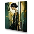 thumbnail image 2 of Designart "Elegant Retro Woman in Green & Gold" Inspirational Canvas Wall Art - Glam Green Fashion Bedroom Canvas Wall Art, 2 of 6
