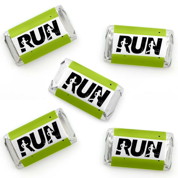 Big Dot of Happiness Set the Pace - Running - Mini Candy Bar Wrapper Stickers - Track, Cross Country or Marathon Party Small Favors - 40 Count