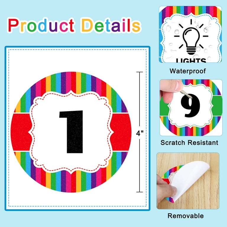 Number Spot Markers Stickers for Classroom Floor 4 Number Spot Markers and Labels Classroom Line-Up Helper Spots Stickers Colorful Floor Decals