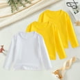 thumbnail image 2 of Ulanda 3 Pack Girls Boys Long Sleeve Shirts Toddler Kids Cotton T-Shirt Basic Crew Neck Top Solid Color Tees Casual Tshirt (White, 8-10 Years), 2 of 9