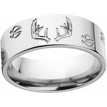 PCH Rings Deer Antler & Camouflage Inlay Titanium Ring – 8mm Comfort Fit Band