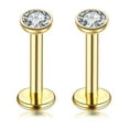 thumbnail image 3 of 16G Steel Lip Bar Labret Lip Stud Lip Rings Tragus Stud Stainless Steel Body Jewelry Piercing Jewelry Golden, 3 of 7