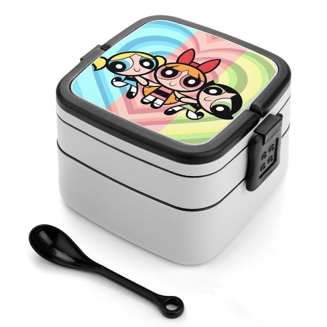 Las Chicas Superpoderosas Fiambrera de Doble Capa, Contenedor de Almuerzo Portátil Apilable, Almacenamiento de Alimentos Hermético a Prueba de Fugas, 1000ml