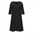 thumbnail image 4 of Njoeus Women's Notched V Neck Half Sleeve Casual Short Tunic Dress Solid Color Shirt Dresses S-5XL (Available in plus size), 4 of 6