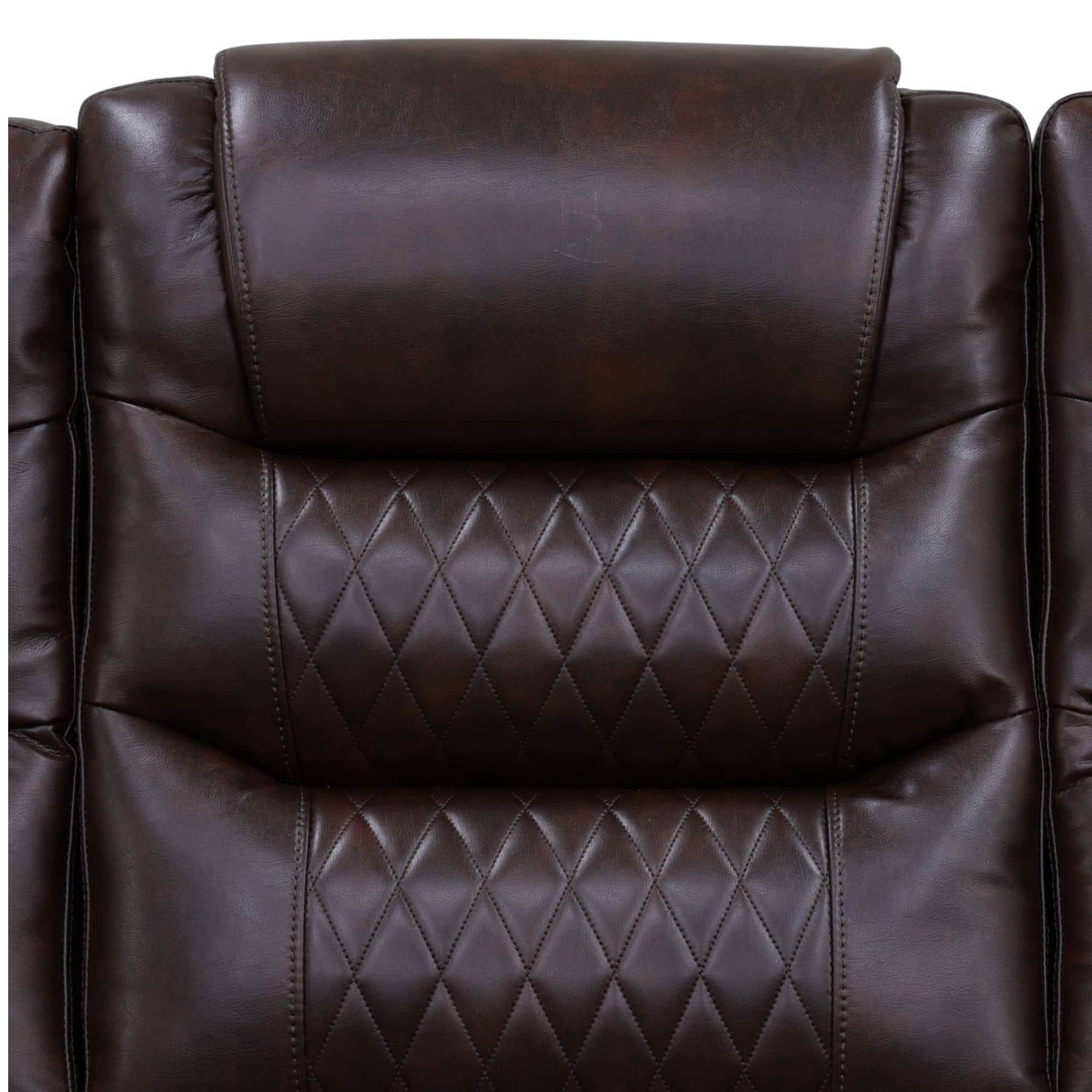 Power Leather Recliner Sofa Set with LED Lights,Living Room Furniture Armchair Chair with USB Ports, Brown