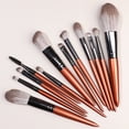 thumbnail image 1 of Nvzi Juego de 12 brochas de maquillaje, color marrón, para base, polvos, correctores, sombras de ojos y rubor, 1 of 4