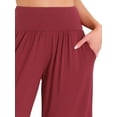 thumbnail image 5 of DARING DIVA Women's Yoga Cropped Casual Pants with Pockets M Wine Red, 5 of 7