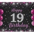 thumbnail image 4 of Sparkly Black Backdrop Banner with Pink Purple Balloons and Stars for 19th Happy Birthday Party Supplies Photography Props Birthday Decoration Decorations, 4 of 8