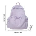thumbnail image 2 of Hiroekza Lightweight Nylon Backpack for Women - Waterproof Mini Travel Backpack with Drawstring, Solid Color Bow Design for Students, Sports, Hiking, and Outdoor Activities Purple, 2 of 3