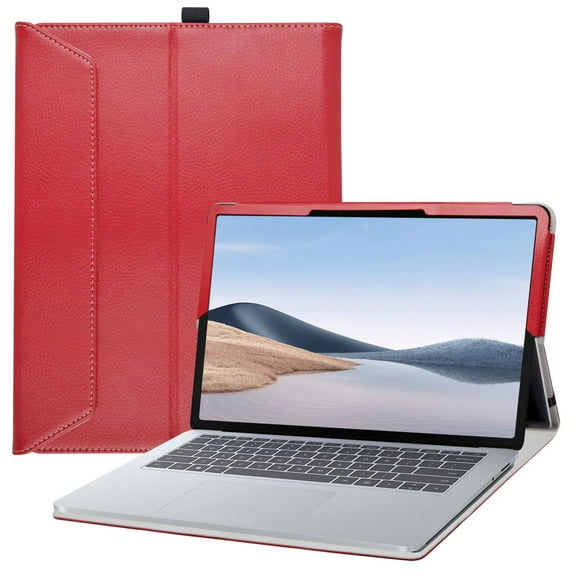 Labanema 13" Microsoft Surface Pro 8 Case, PU Leather Folio Stand Protective Case, Cover for 13" Microsoft Surface Pro 8 (Red)