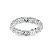 Cubic Zirconia Eternity Pave Wedding Band Ring in Starling Silver