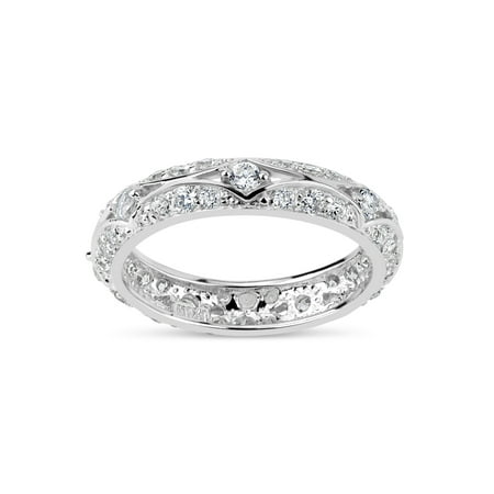 Cubic Zirconia Eternity Pave Wedding Band Ring in Starling Silver