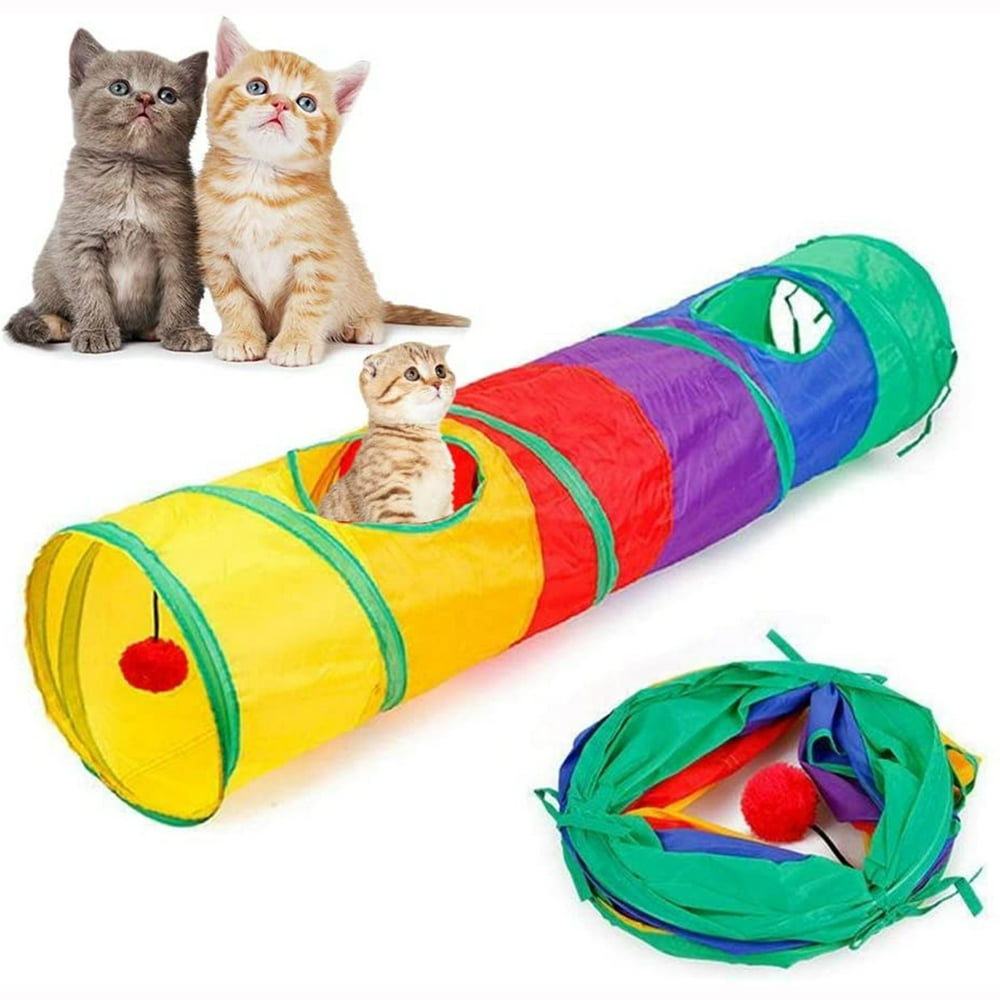 Seenda Cat Tunnel for Indoor Cats Tube Tunnel Toy Collapsible 2 Way Cat