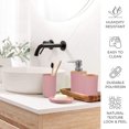 thumbnail image 6 of CERBIOR 7 PCS Bamboo Bathroom Accessories Sets with Trash Can, Soap Dispenser, Soap Dish, Toothbrush Holder, Toothbrush Cup, Toilet Brush and Qtip Holders,Pink, 6 of 11