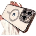 thumbnail image 7 of Design for iPhone 14 Case Compatible with Magsafe,Bling Rhinestones Glitter Clear Case Magnetic with Camera Lens Cover Protective Slim Phone Cover (6.1 inch)-Black, 7 of 7