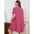 thumbnail image 7 of SHOWMALL Nightgowns for Plus Women Soft Short Sleeve Pajama Dress with Pockets for Sleep NightPurple Red 3X, 7 of 7