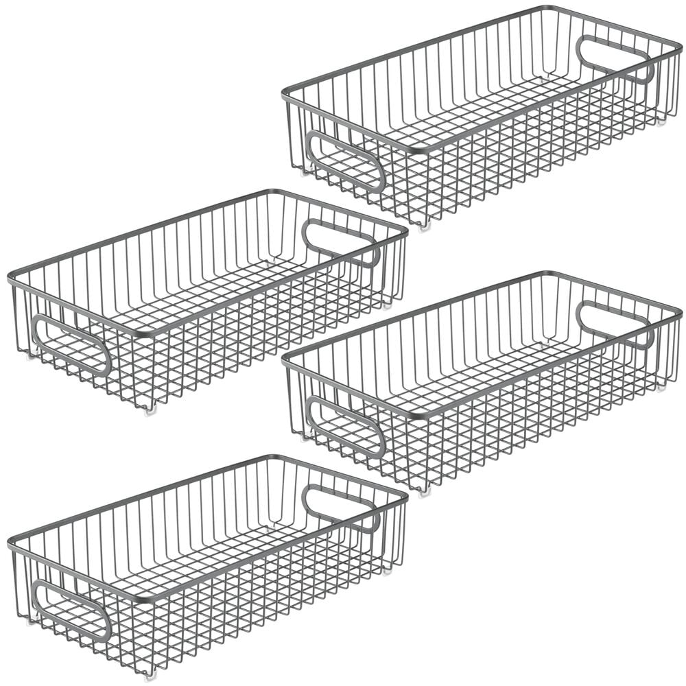 Black mDesign Metal Wire Kitchen Food Drawer Organizer Basket with Handles 